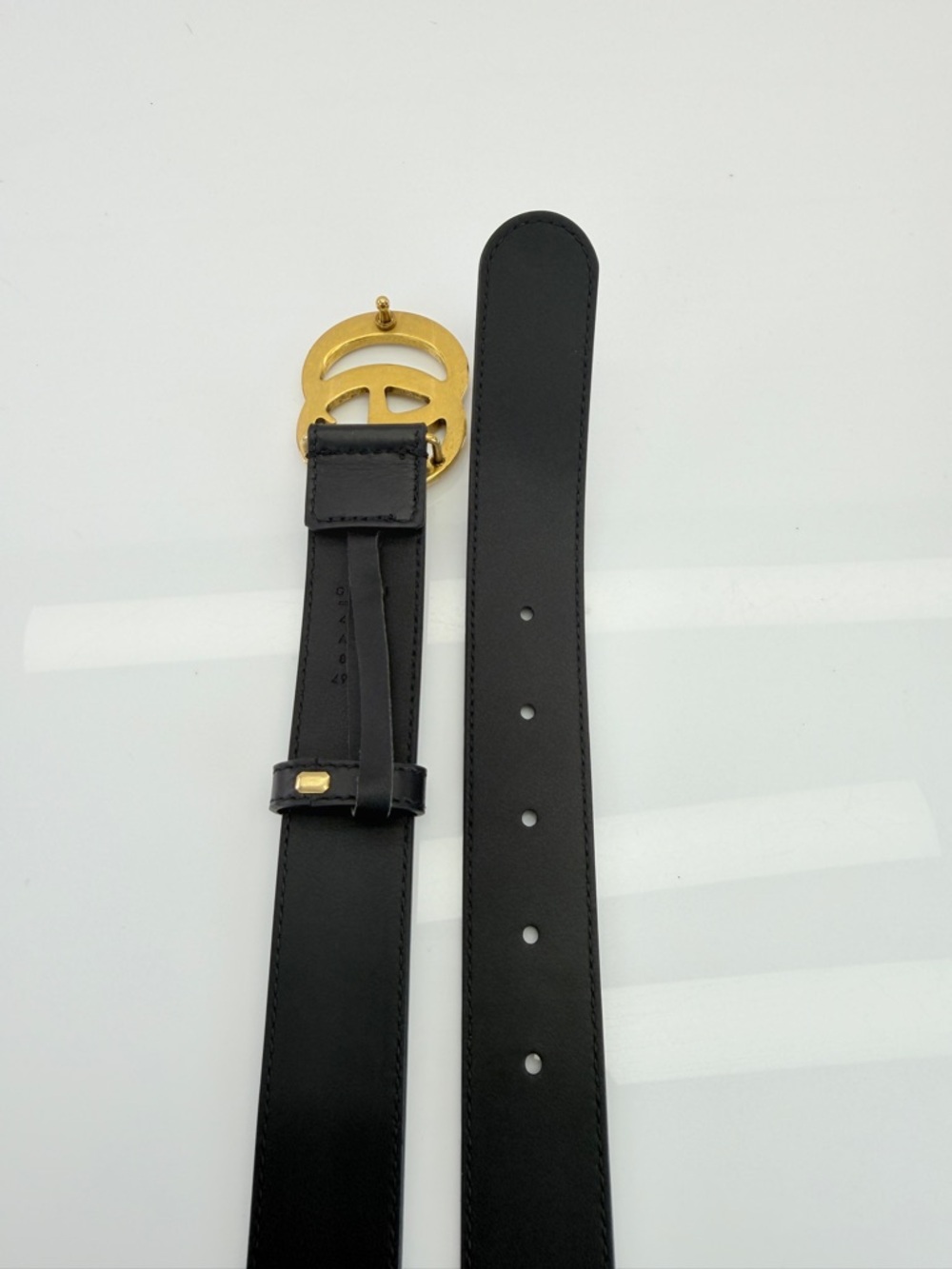 Authentic Gucci Slim Leather Marmont Gg Double Mens Belt Black 80/32” 414516 - Picture 7 of 11